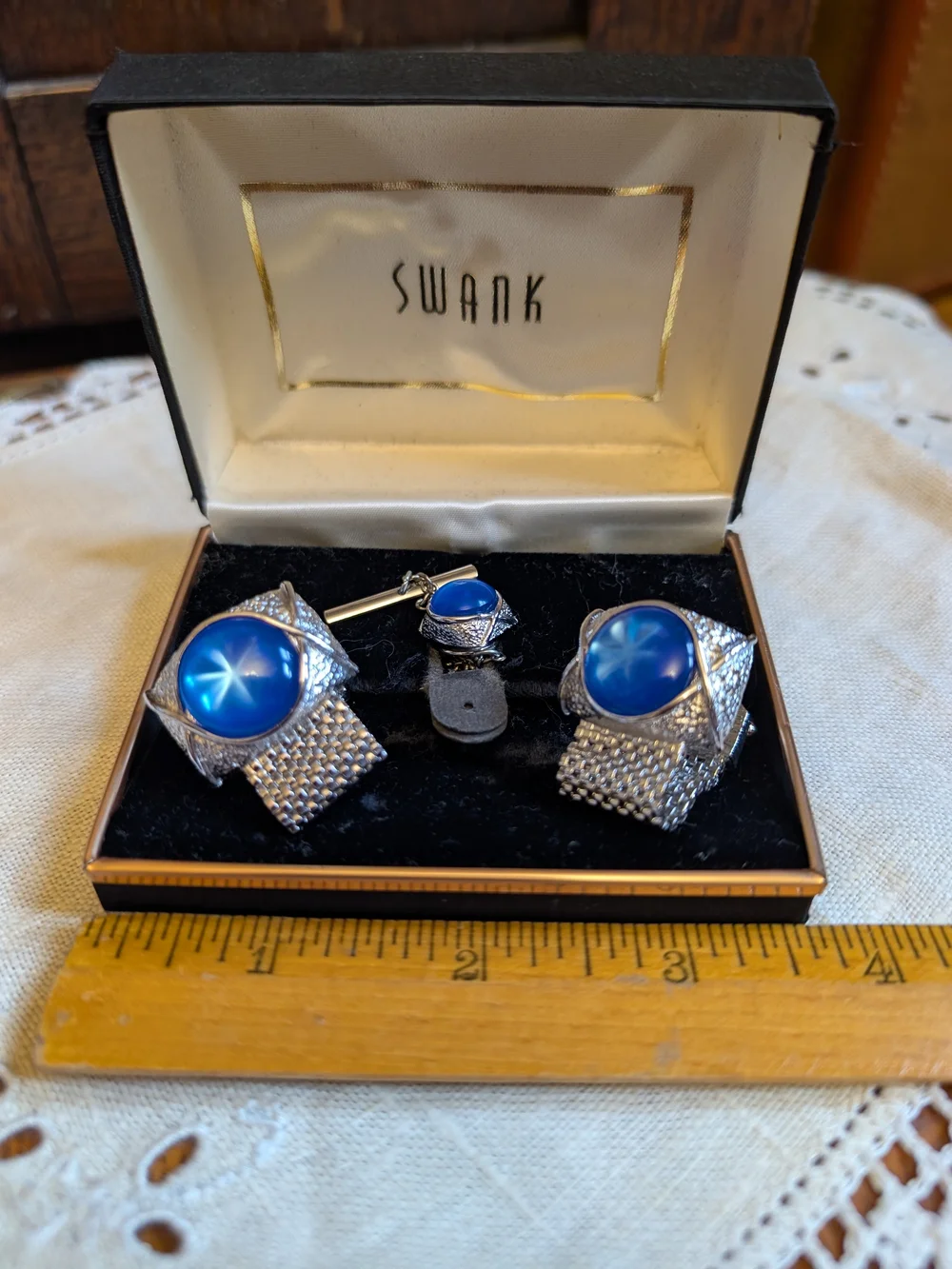 Swank Men’s Blue Cufflink and Stud Set